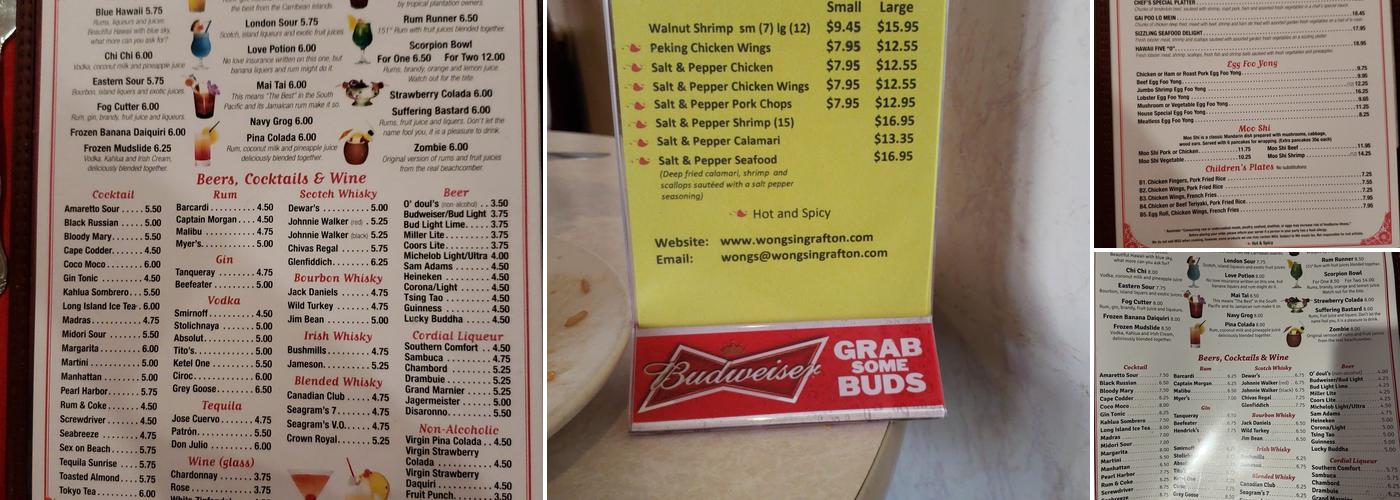 Wong's Menu