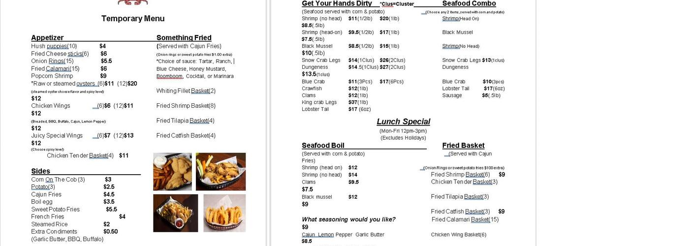 Super Chinese Buffet Menu