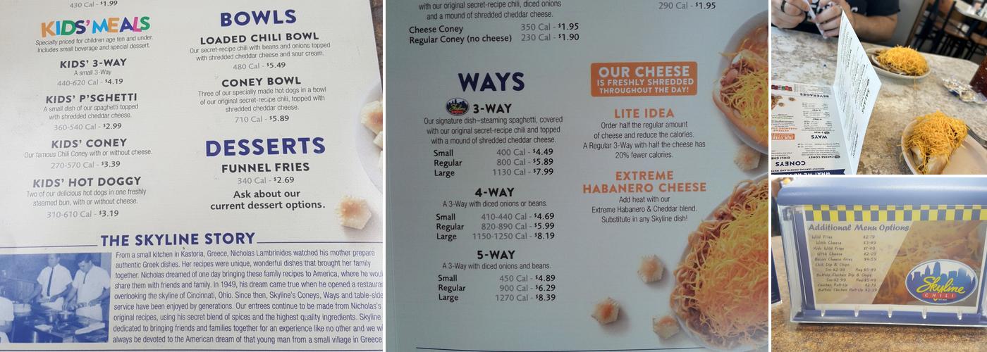 Skyline Chili Menu
