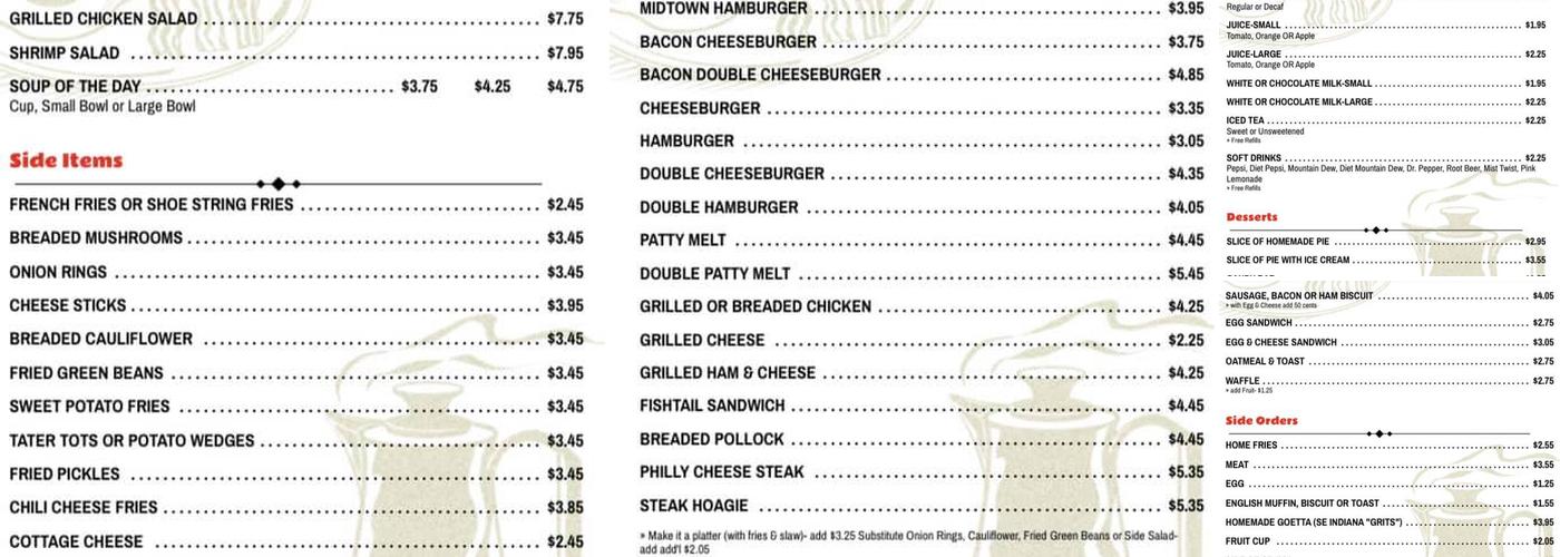 Midtown Diner Menu
