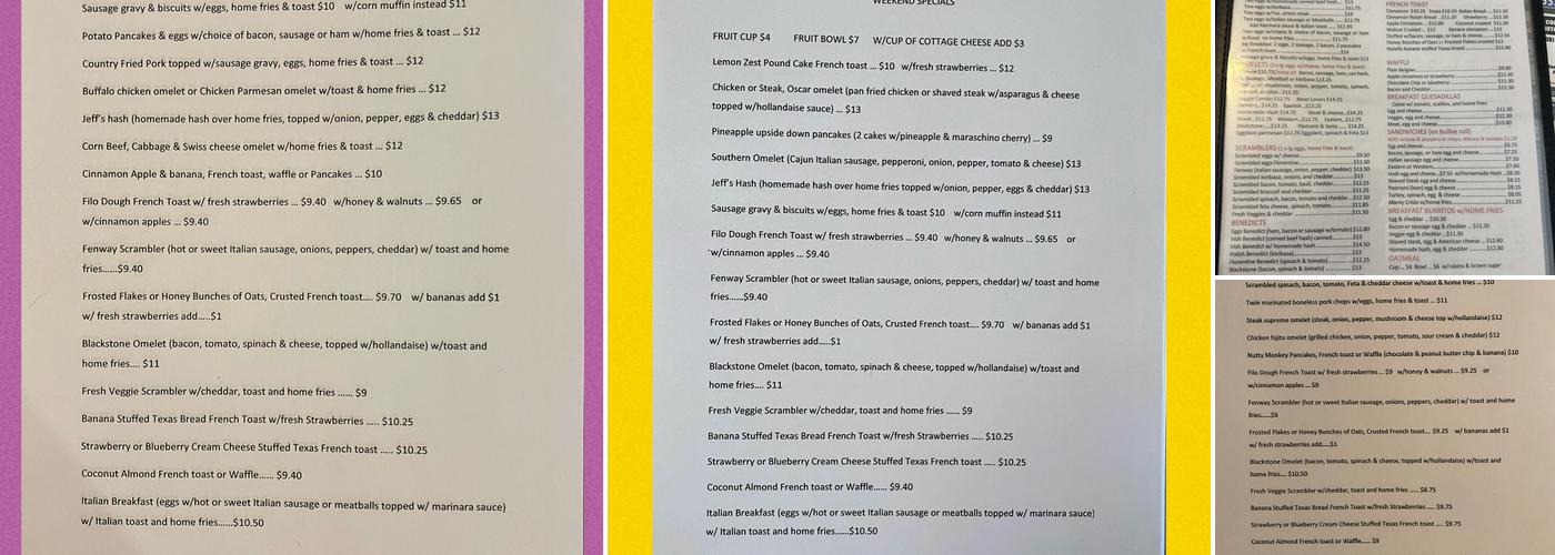 Lou Roc's Diner Menu