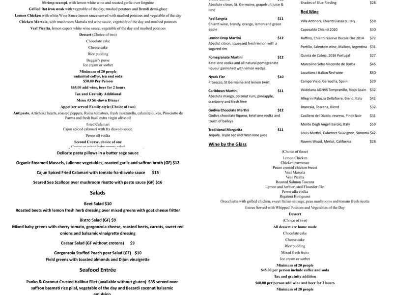 Broadway Bistro Menu