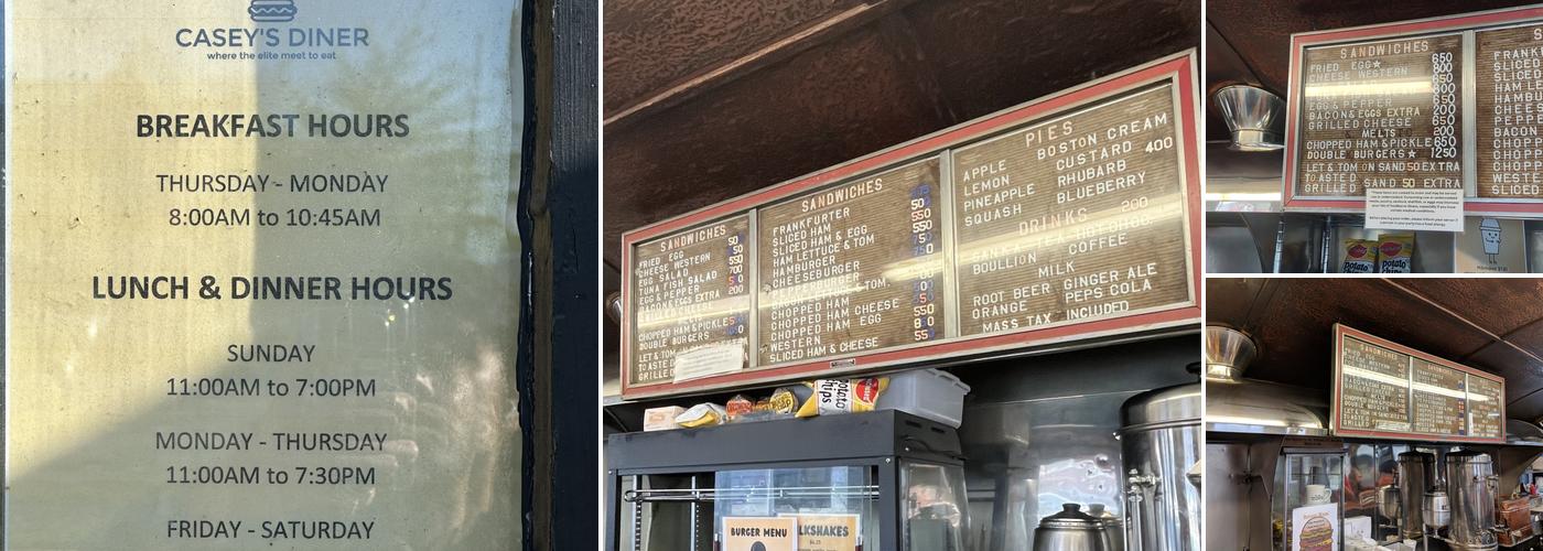 Casey's Diner Menu