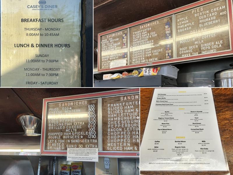 Casey's Diner Menu