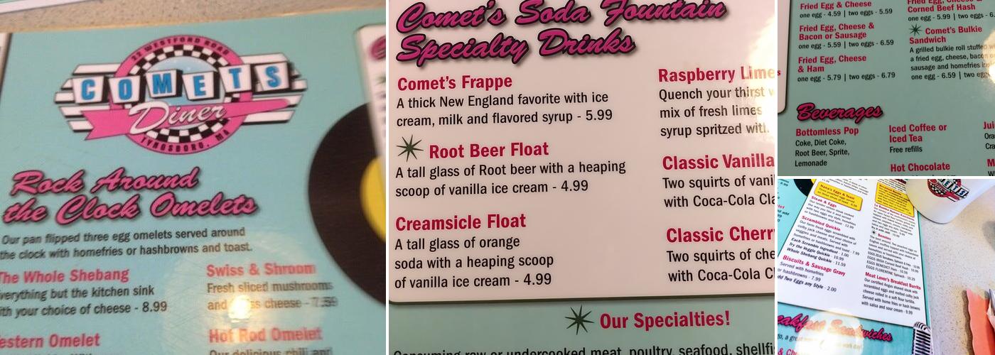 Comets Diner Menu