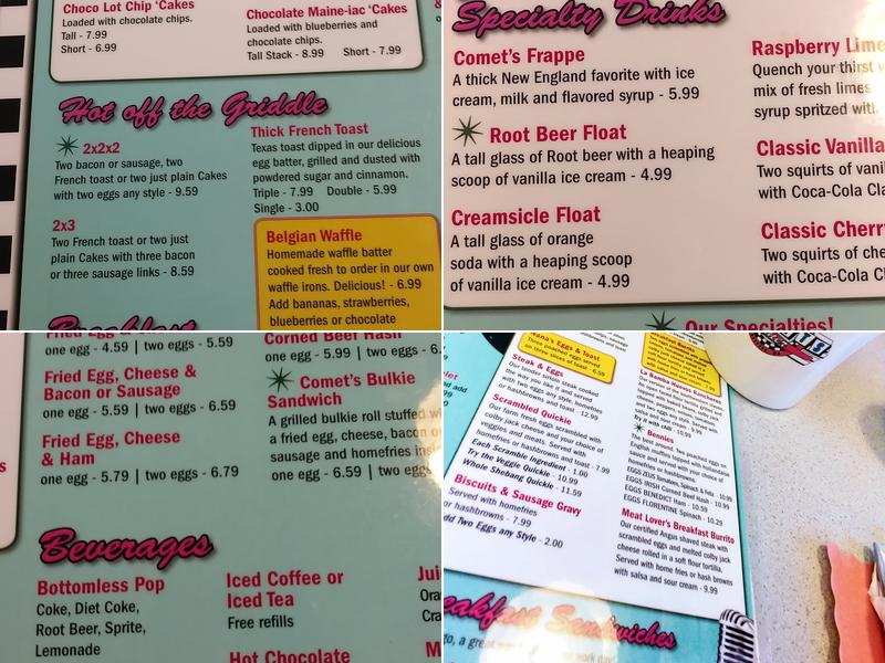Comets Diner Menu