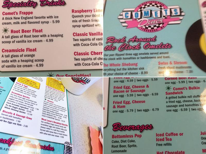 Comets Diner Menu
