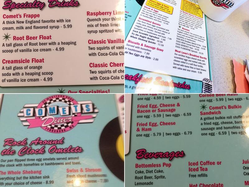 Comets Diner Menu