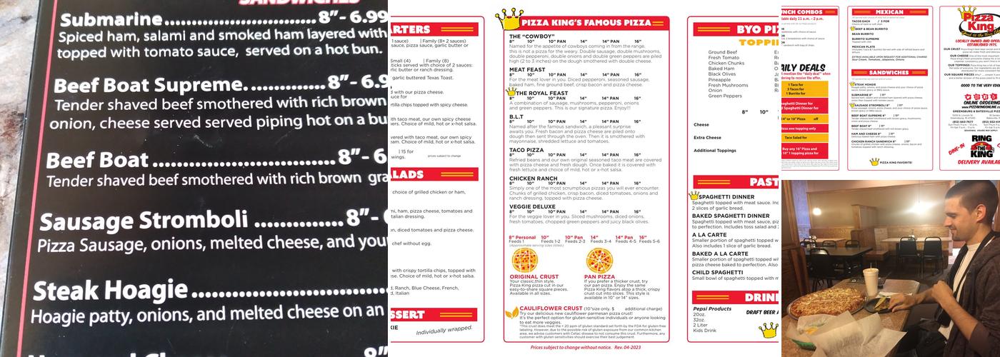 Pizza King Menu