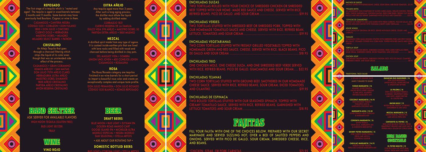 El Potro Mexican Bar & Grill Menu