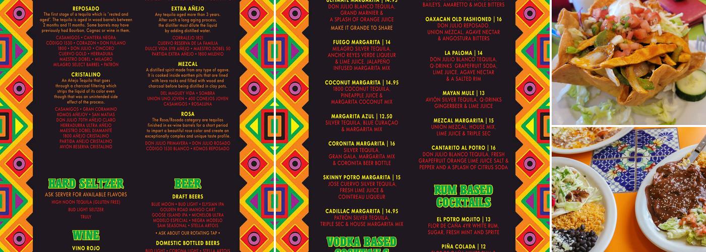 El Potro Mexican Bar & Grill Menu