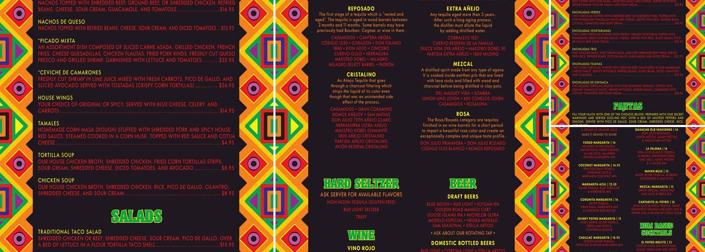 El Potro Mexican Bar & Grill Menu