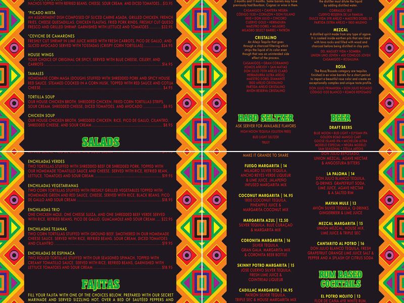El Potro Mexican Bar & Grill Menu
