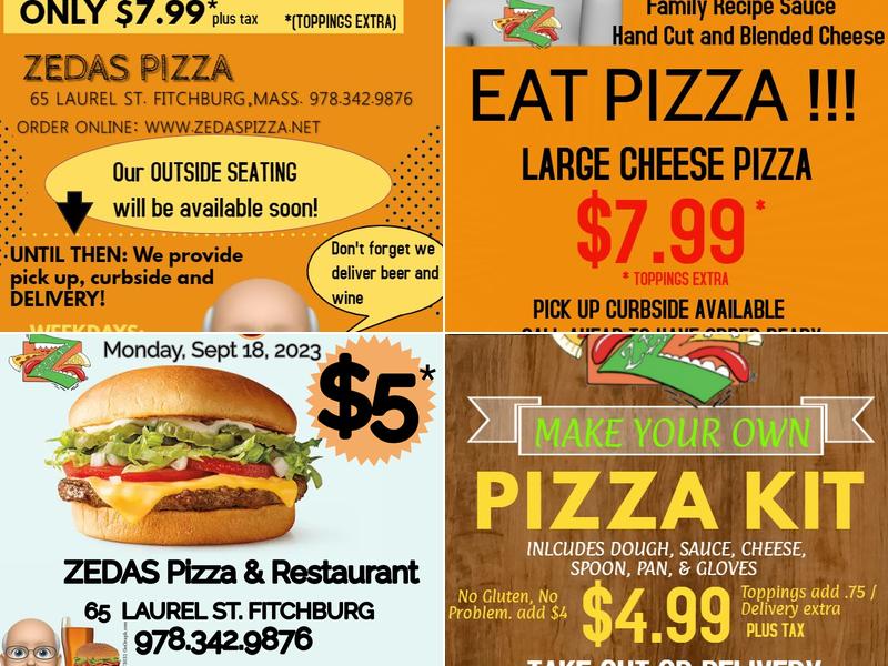 Zeda's Pizza Menu