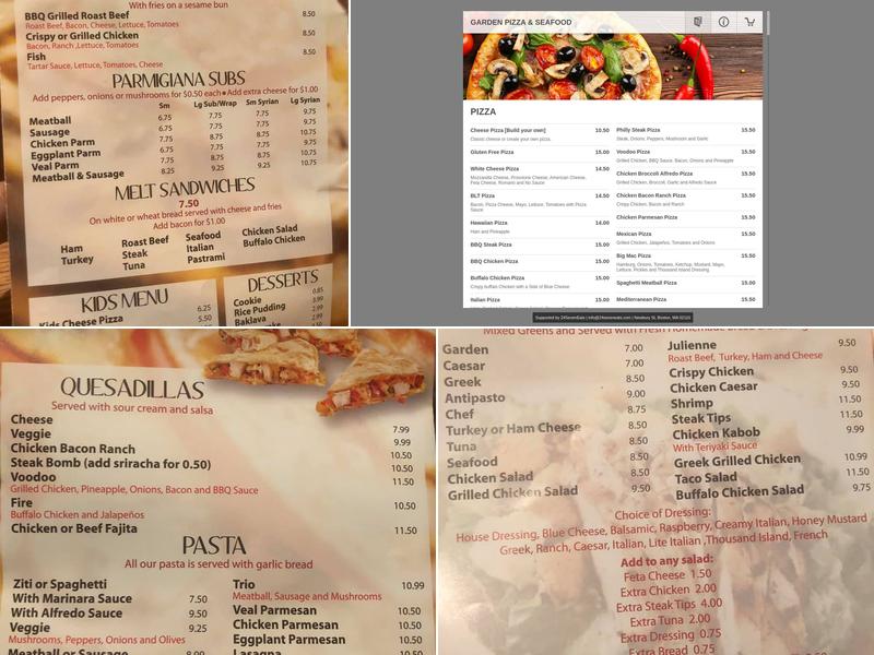 Garden Pizza & Seafood Menu