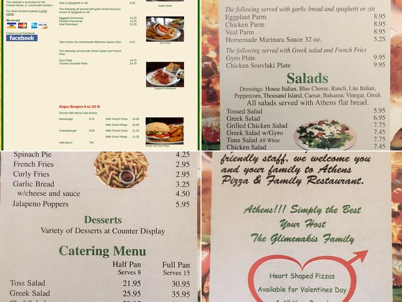Athens Pizza Menu