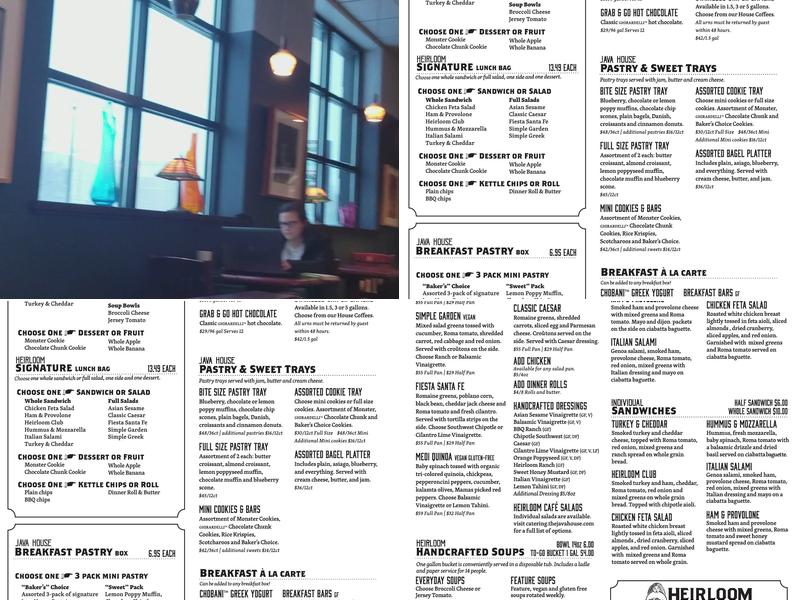 Java House Coffee Roasters - First Ave Menu