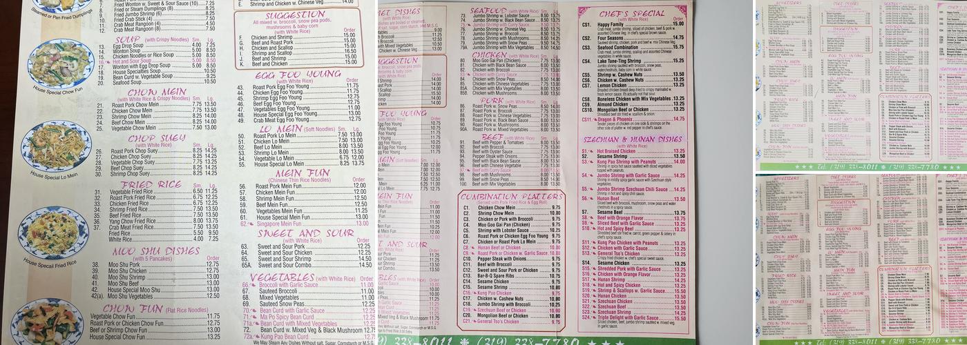 Taste of China Chinese Restaurant Menu