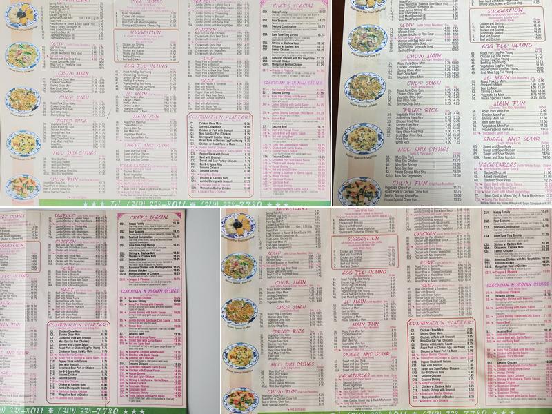 Taste of China Chinese Restaurant Menu