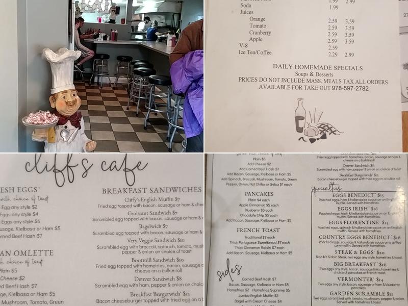 Cliff's Cafe Menu
