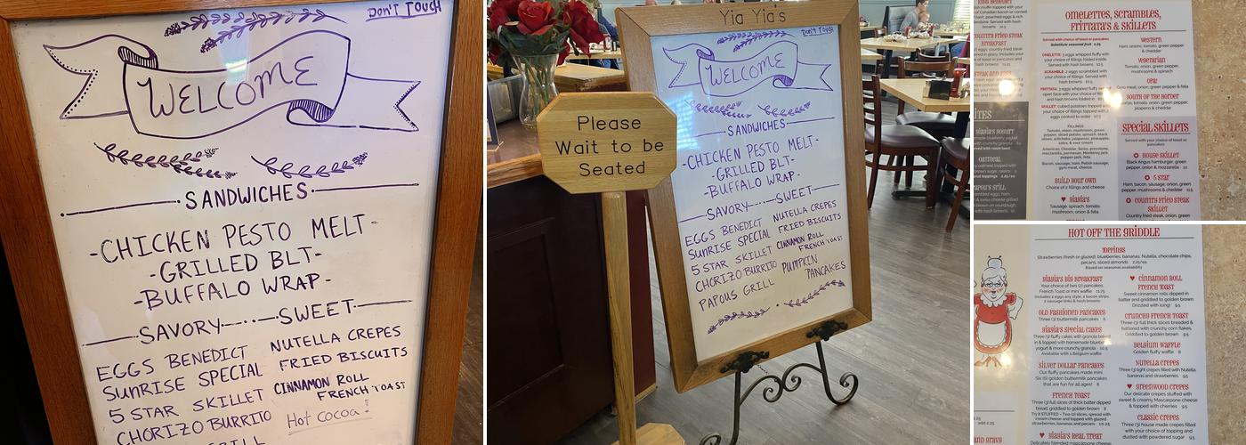 Yiayia's House of Pancakes Menu