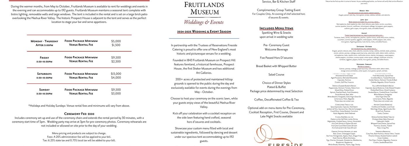Fruitlands Museum Café Menu
