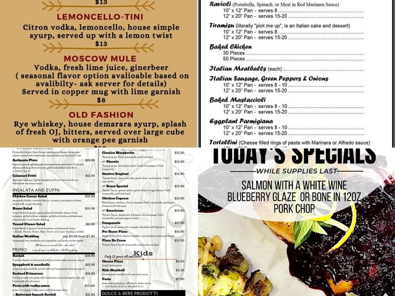 Per Bacco Ristorante Italiano Menu