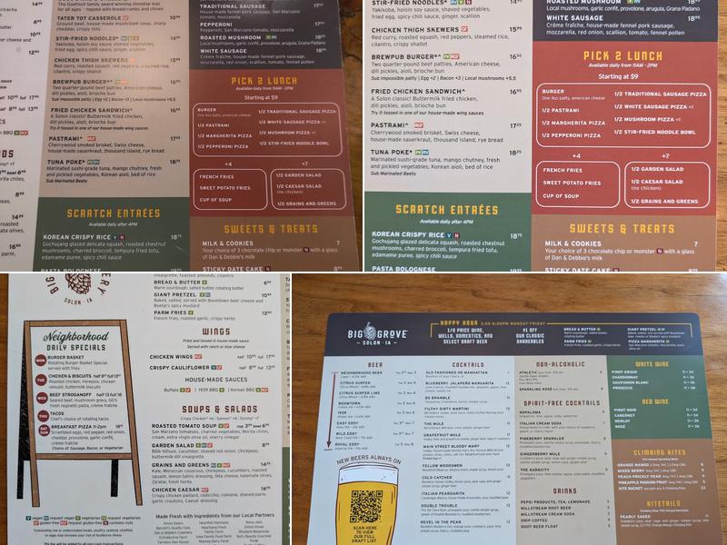 Big Grove Brewpub-Solon Menu