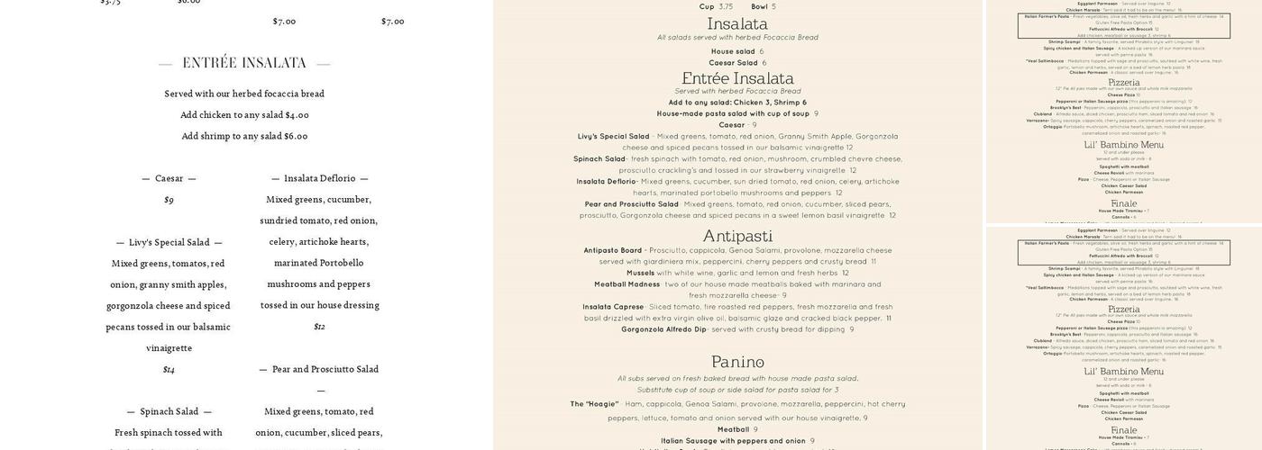 Mirabito's Italian Menu