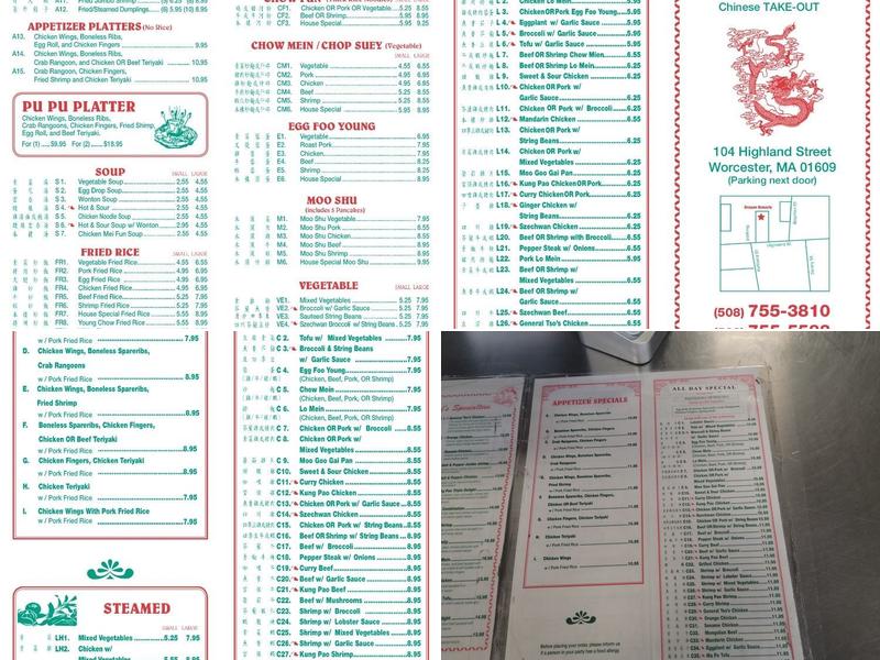 Dragon Dynasty Take Out Menu