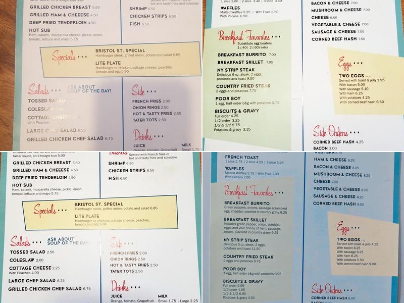 Bristol Street Cafe Menu