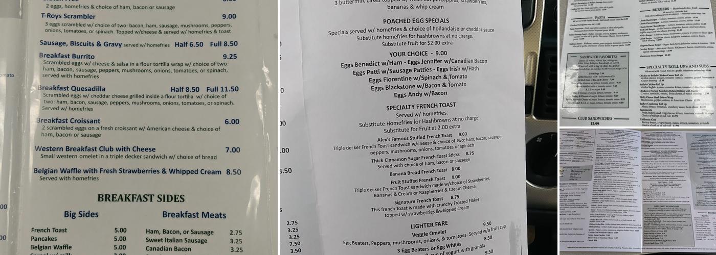 West End Diner Menu