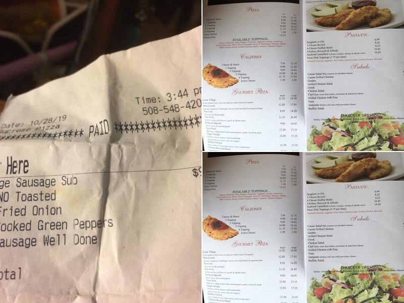 Supreme Pizza Menu