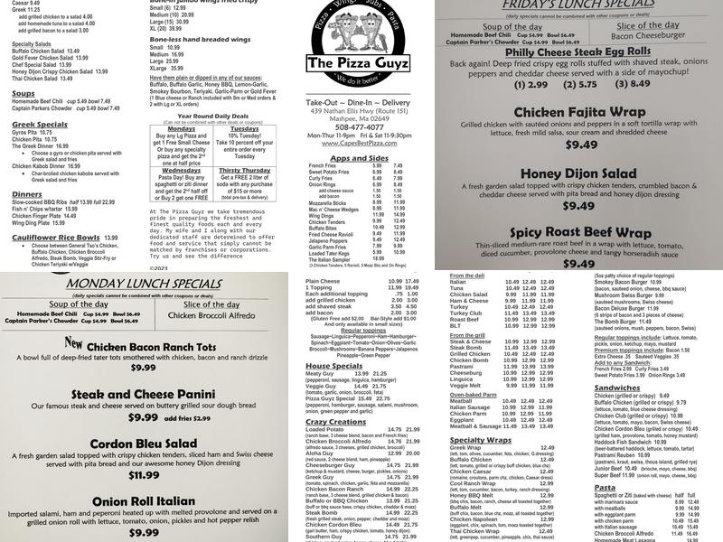 Pizza Guyz Menu