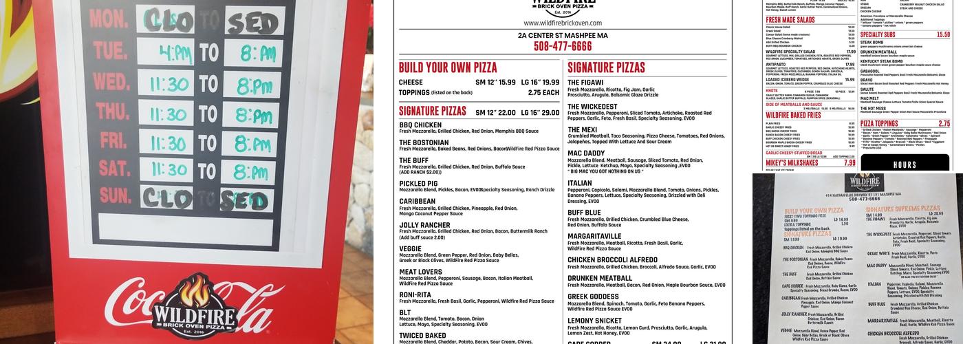 Wildfire Brick Oven Pizza Menu