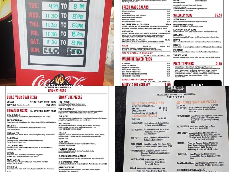 Wildfire Brick Oven Pizza Menu