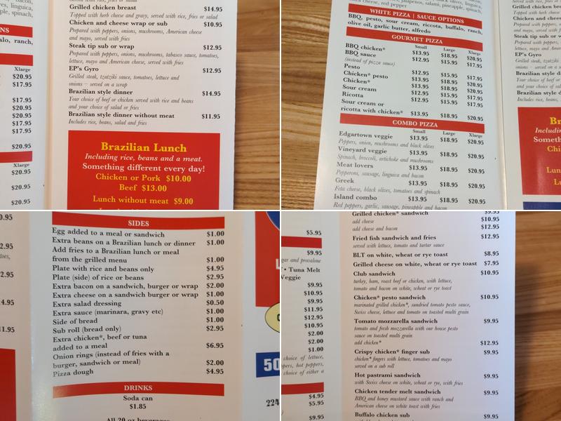 Edgartown Pizza Menu