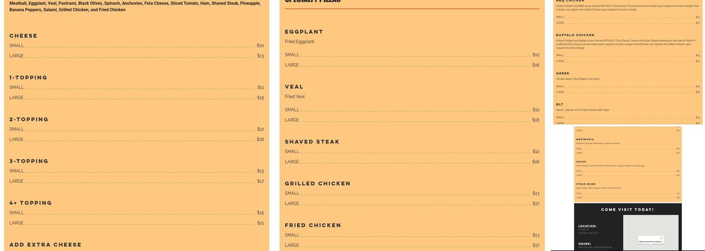 Minerva Pizza House Menu