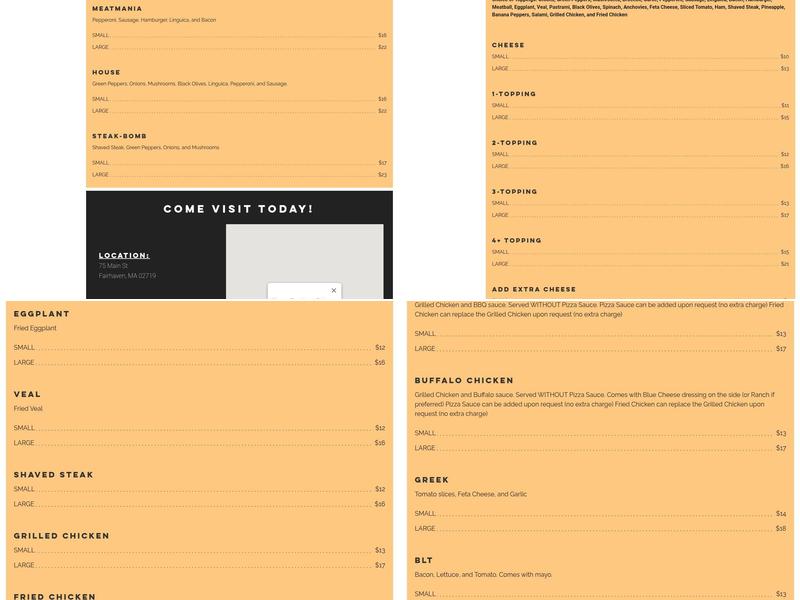 Minerva Pizza House Menu