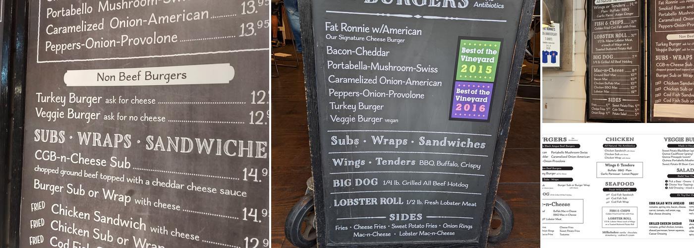 Fat Ronnie's Burger Bar Menu