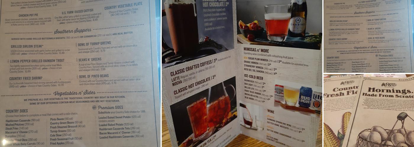 Cracker Barrel Old Country Store Menu