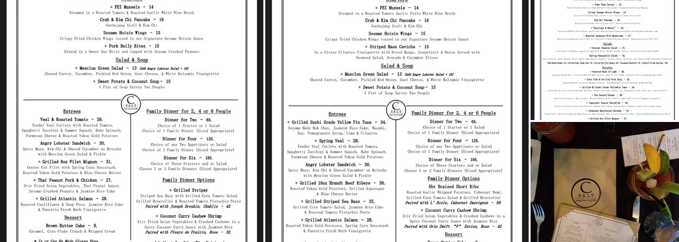 C Salt Wine Bar & Grille Menu
