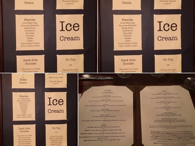 The Glass Onion Menu