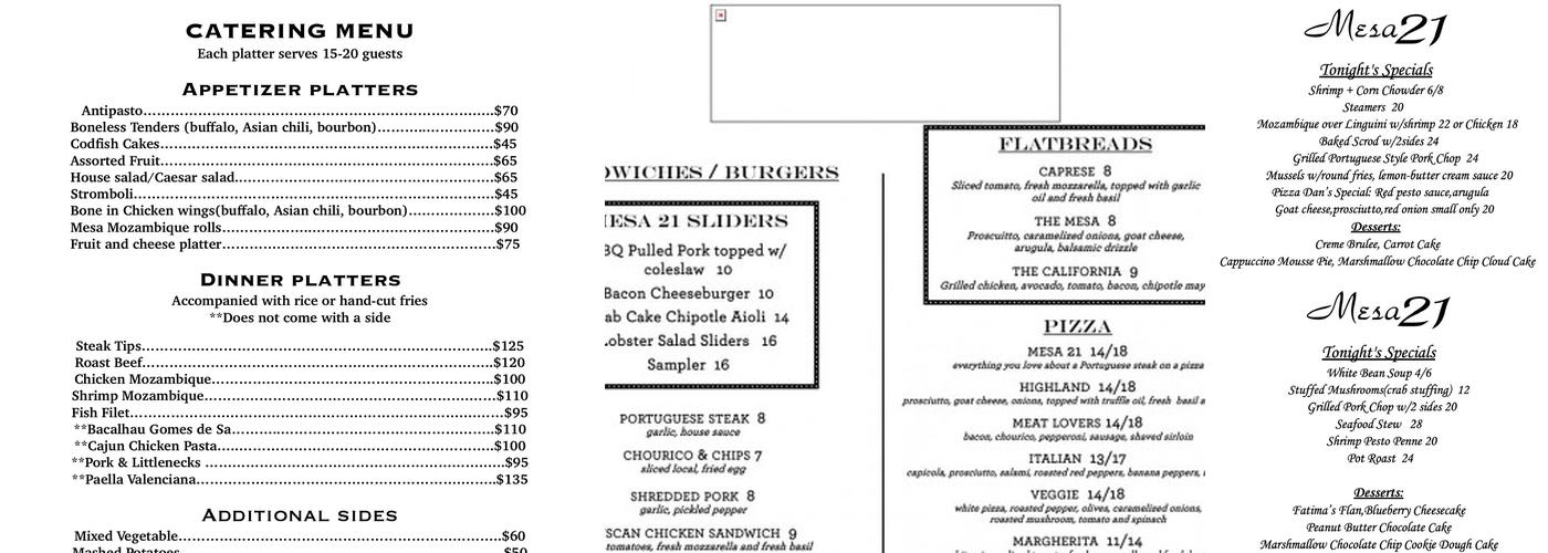 Mesa 21 Menu