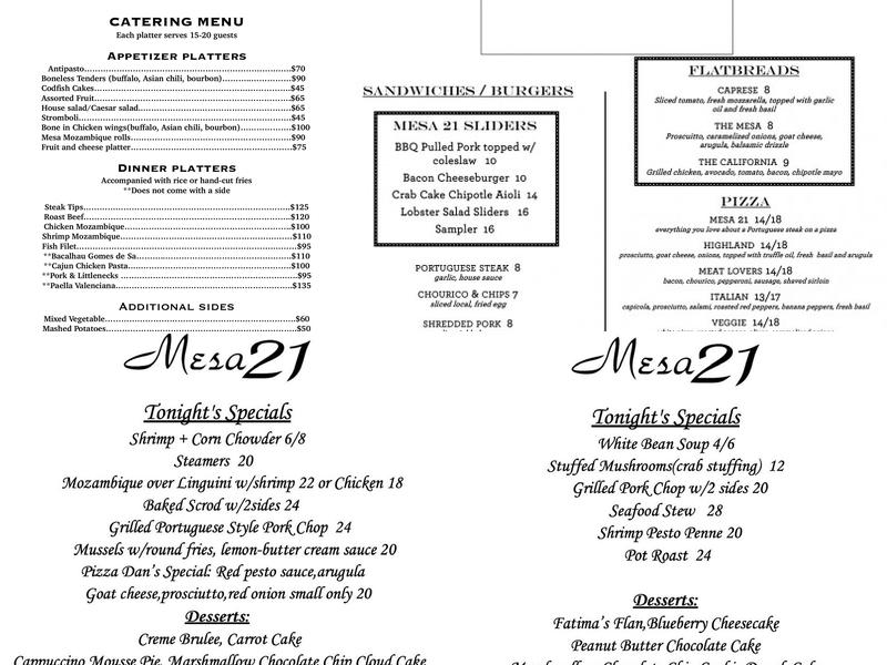 Mesa 21 Menu