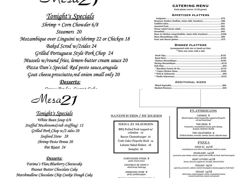 Mesa 21 Menu
