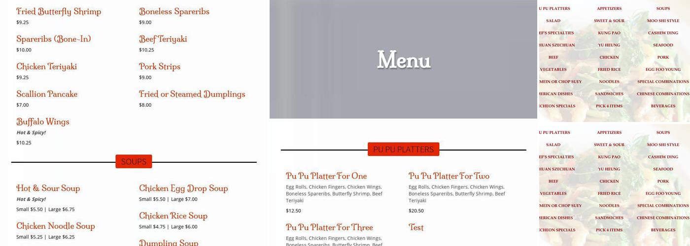 Mee Hong Restaurant Menu