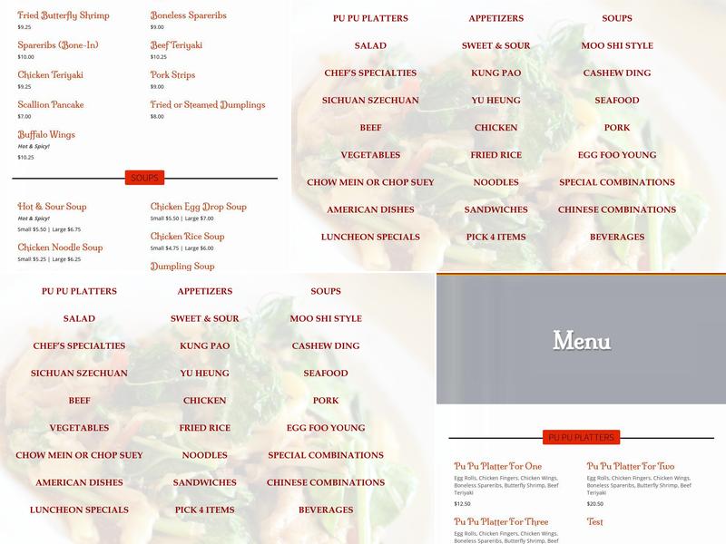 Mee Hong Restaurant Menu