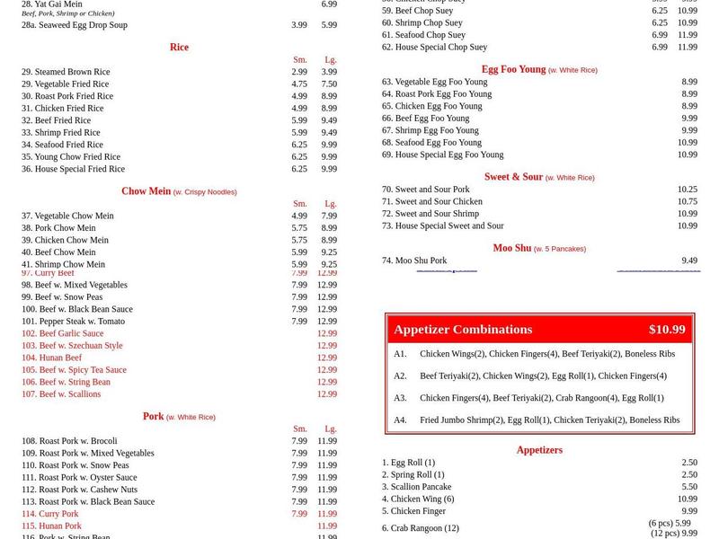 Grand Wok Restaurant Menu