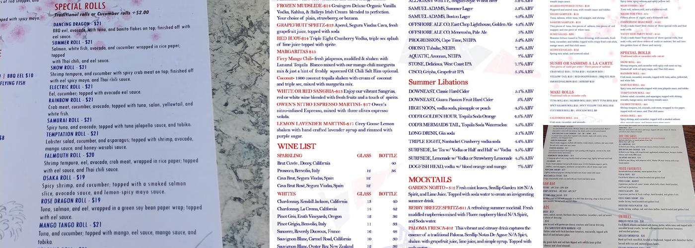 Pier 37 Boathouse Menu